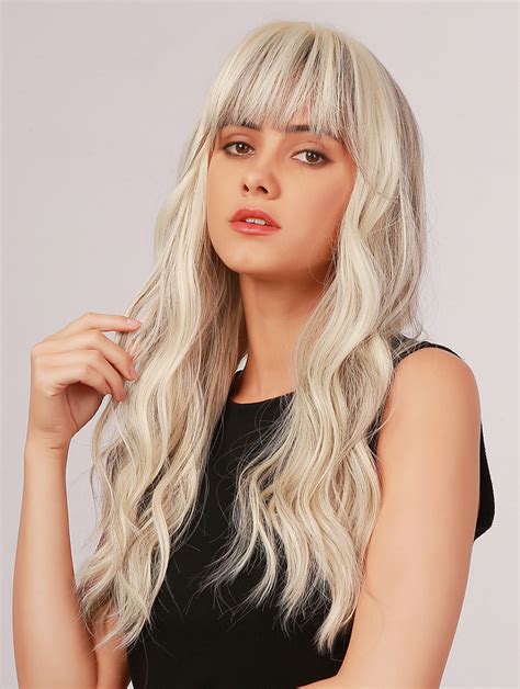 white long wig with bangs|More.